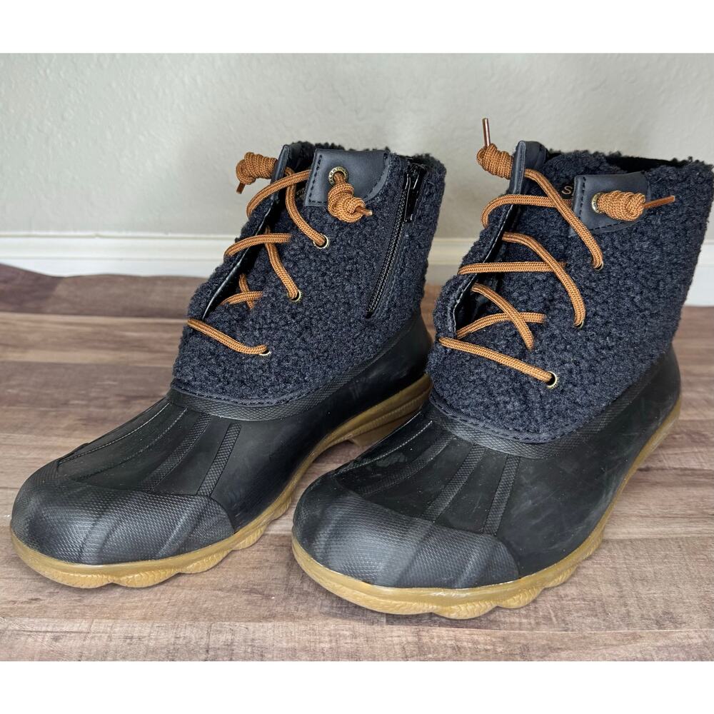 Sperry Syren Gulf Sherpa Black Duck Boots sz 7